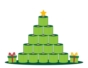 Naklejka premium Weihnachtsbaum Toilettenpapier