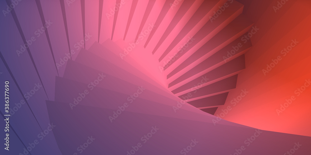 Poster abstract background imitating a staircase spiral. 3d rendering