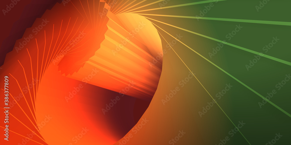 Poster abstract background imitating a staircase spiral. 3d rendering
