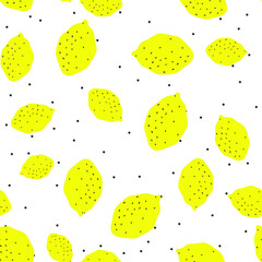 Seamless vector yellow lemons pattern. 10 eps citrus vitamin background for design, fabric, textile, cover, web and wrapping.