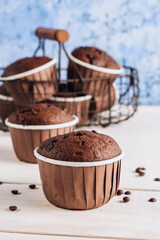 Chocolate Muffin with Chocolate Chips. Home baking.