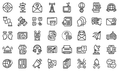 Communication icons set. Outline set of communication vector icons for web design isolated on white background