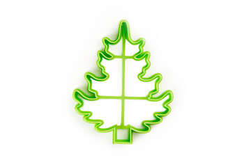 isolated christmas tree cookie mold. xmas baking utensils.