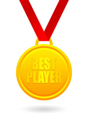 Best player golden medal isolated on white background