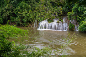 Sai Yok Yai waterfall on Khwae Noi River, famous nature travel destination in Kanchanaburi, Thailand