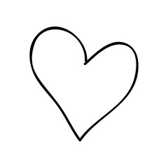 Black heart outline vector. Hand drawn love icon. Trendy heart isolated on white background. For love icon, greeting card and Valentine's day. Creative love art. Heart outline vector
