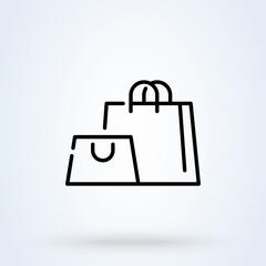 shopping bag line icon or logo. vector linear illustration.