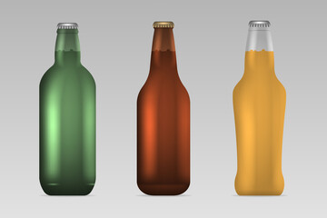 Set of beer. Different form of bottles. Vector illustration design for your project and business.