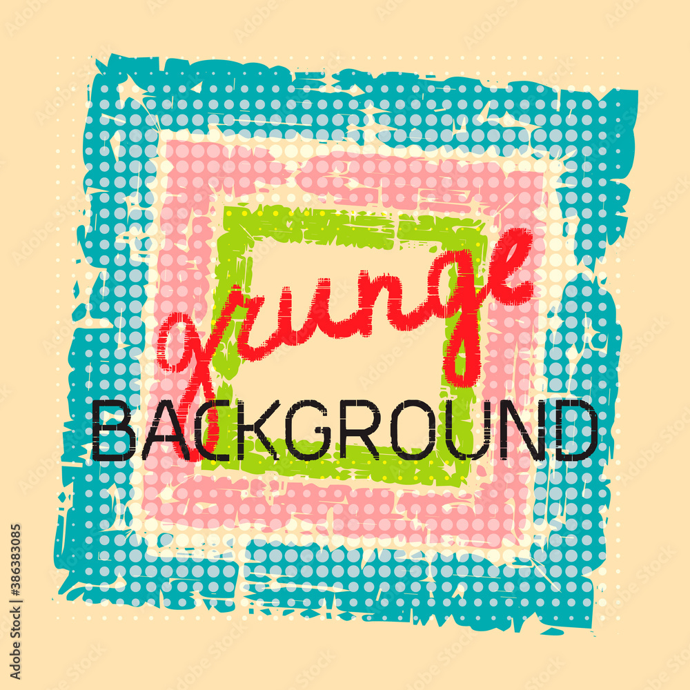 Aufkleber grunge background with colorful square frame