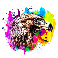 colorful artistic eagle isolated on white background