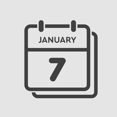 Icon day date 7 January, template calendar page