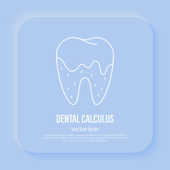 Dental calculus, tartar, gingivitis. Dental hygiene. Thin line icon, vector illustration.