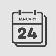 Icon day date 24 January, template calendar page
