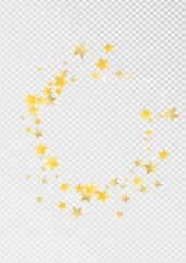 Yellow Xmas Stars Vector Transparent Background. 
