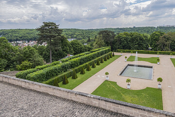 Picturesque Orangery (L'Orangerie de Meudon, XVII century) in Meudon. The Orangery - remain of the former old castle of Meudon. Meudon is a municipality in the southwestern suburbs of Paris, France.