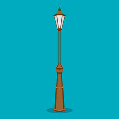 old street luminous lantern isolated on background. Vector illustration.