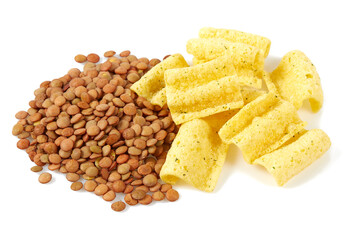 lentil chips isolated on white background