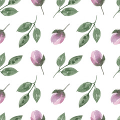 Seamless pattern with watercolor pastel flowers. Romantic style. Vintage background. For print, textiles, wallpaper.