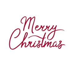 Fototapeta na wymiar Vector, lettering Merry Christmas. Red lettering isolated on white background