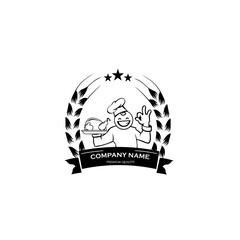 Chef in a cooking hat vector logo. Icon or symbol for design menu restaurant, cooking club, food studio or home cooking.