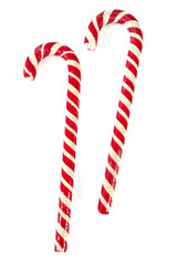 Striped Christmas candy cane isolated on white