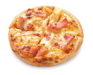 Hawaiian Pizza isolated on white background, clipping path
