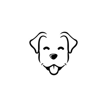Dog head icon. Flat style. Cartoon dog face. Silhouette simple. Logo design template.