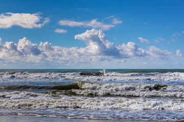 Stormy sea and beach