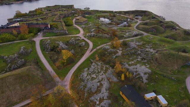 Aerial view of Suomenlinna fortress island in Helsinki, Finland