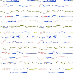 Vector modern seamless background with colorful hand drawn horisontal lines, doodles. Use it for wallpaper, textile print, pattern fills, web, surface texture, wrapping paper, design of presentation