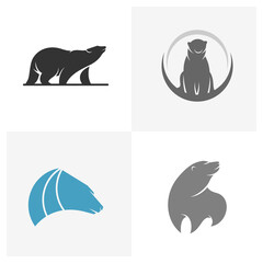 Set of Bear logo vector concept. Bear logo design template. Illustration
