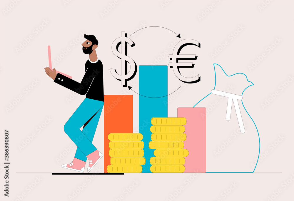 Wall mural vector illustration. business concept. businessman playing on the stock exchange