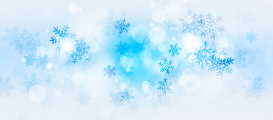 winter snowflakes blue banner