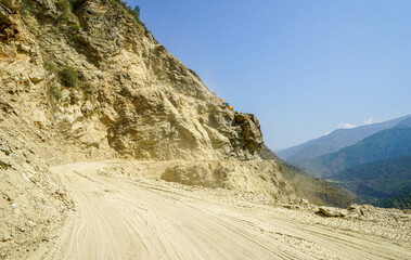 Eastern Bhutan near Trashigan. The main road crossing the country is in bad conditions. A dangerous adventure. October 2018