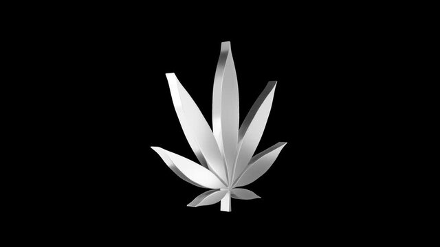 Cannabis leaf icon spinning. Alpha channel. Seamless looping.