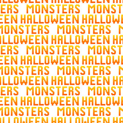 Seamless vector Halloween monsters signs patterns. Repeat orange signs on white background. For fabric, cover, wrapping, textile, web etc. 10 eps design.
