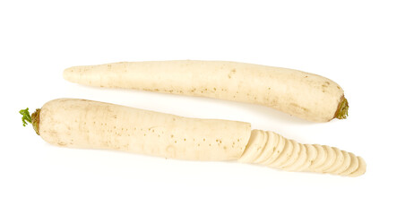 white radish isolated on white backrgound