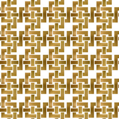 Fototapeta premium Abstract repeatable background of golden twisted strips. Swatch of gold plexus of bands. Modern seamless pattern.