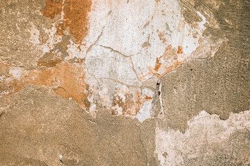 Cracked and peeling paint old wall background.