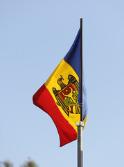 Moldova flag flying on flagpole