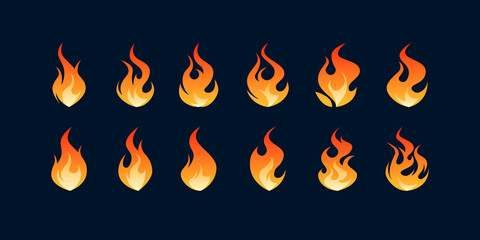Simple vector flame icons in flat style