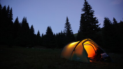 camping tent in the mountains