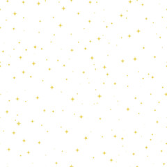 Vector simple seamless pattern with gold stars on a white background. Textile fabric printing. Bohemian female mystical style