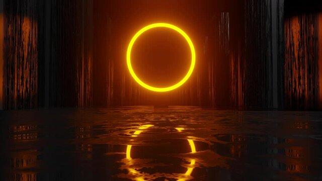 3D rendered animation, energy portal in science fiction environment