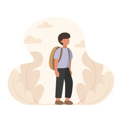 Boy going to school - Stock Vector Illustration