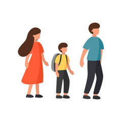 Family go to school - Vector Stock Illustration
