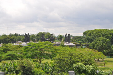 Fototapeta premium view of the village in the valley
