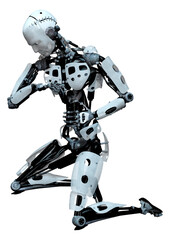 3D Rendering Male Robot on White