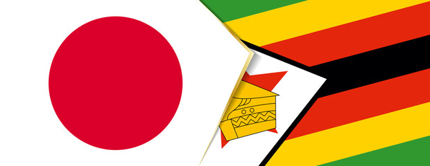 Japan and Zimbabwe flags, two vector flags.
