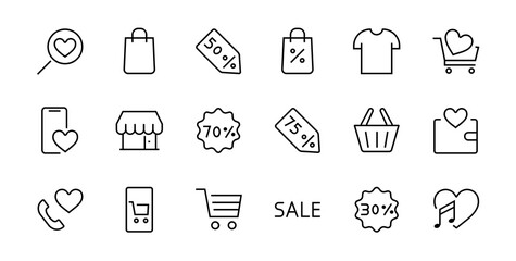 Cyber Monday Icon Set contains discount packages, promotions, shopping cart, big discounts, shopping cart and more. Editable stroke, vector icons